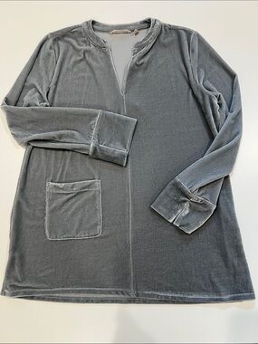 SOFT SURROUNDINGS PM Velvet Sparkle ✨ Long Sleeve Tunic TOP Slate Gray HOLIDAY